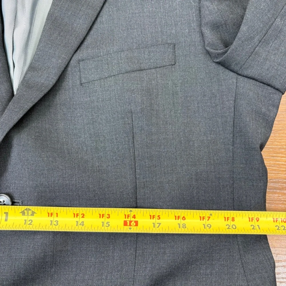Pronto Uomo Suit Men 44R 38x28 Dark Gray Wool Blend Flat Front Corpcore Modern